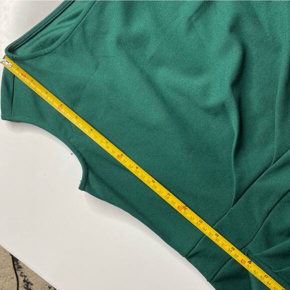 Green Ruffle Dress One Shoulder MIDI Modest Gown Holiday Wedding Guest K26 - Picture 8 of 10